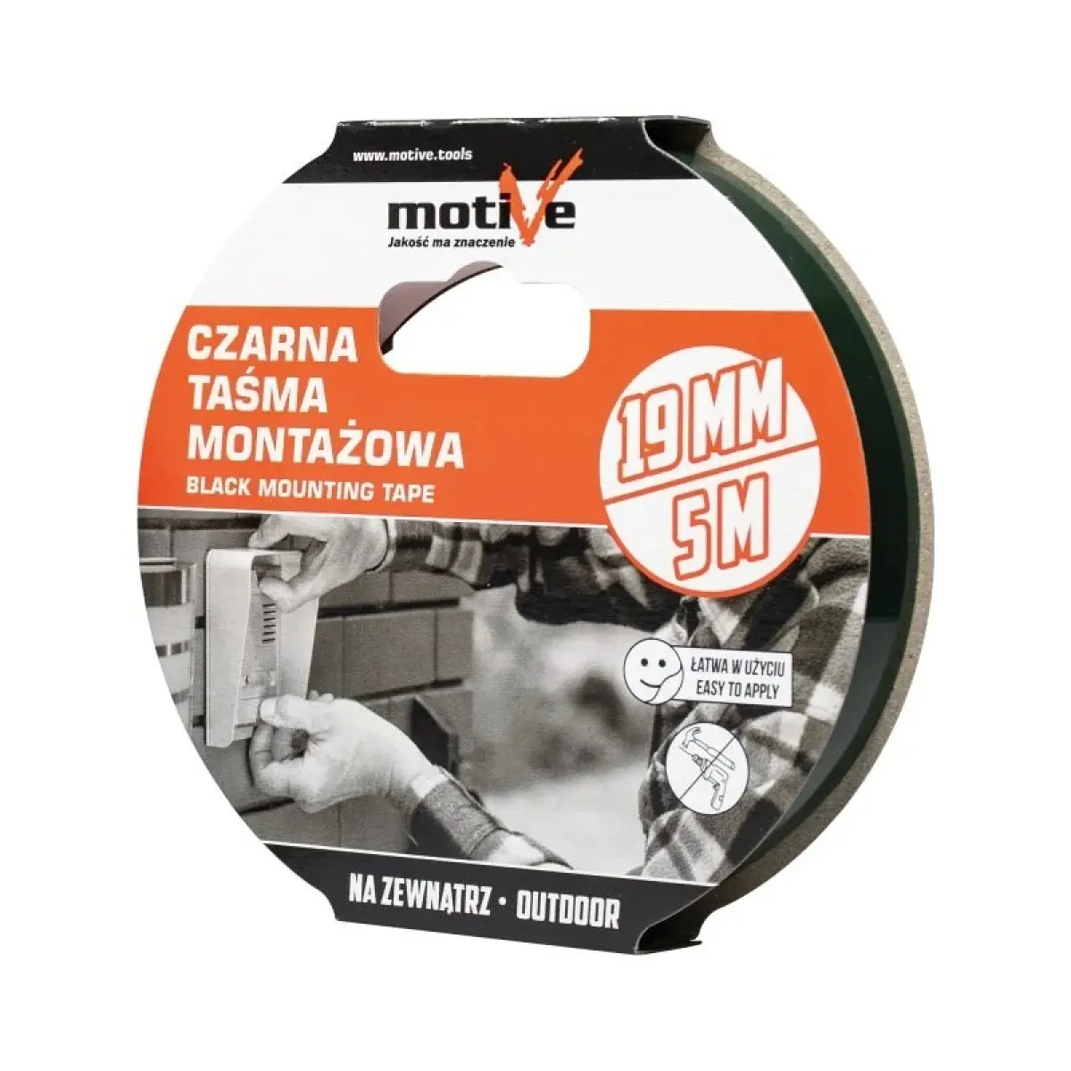Banda dublu adeziva din spuma 19 mm x 5 m (neagra) MOTIVE